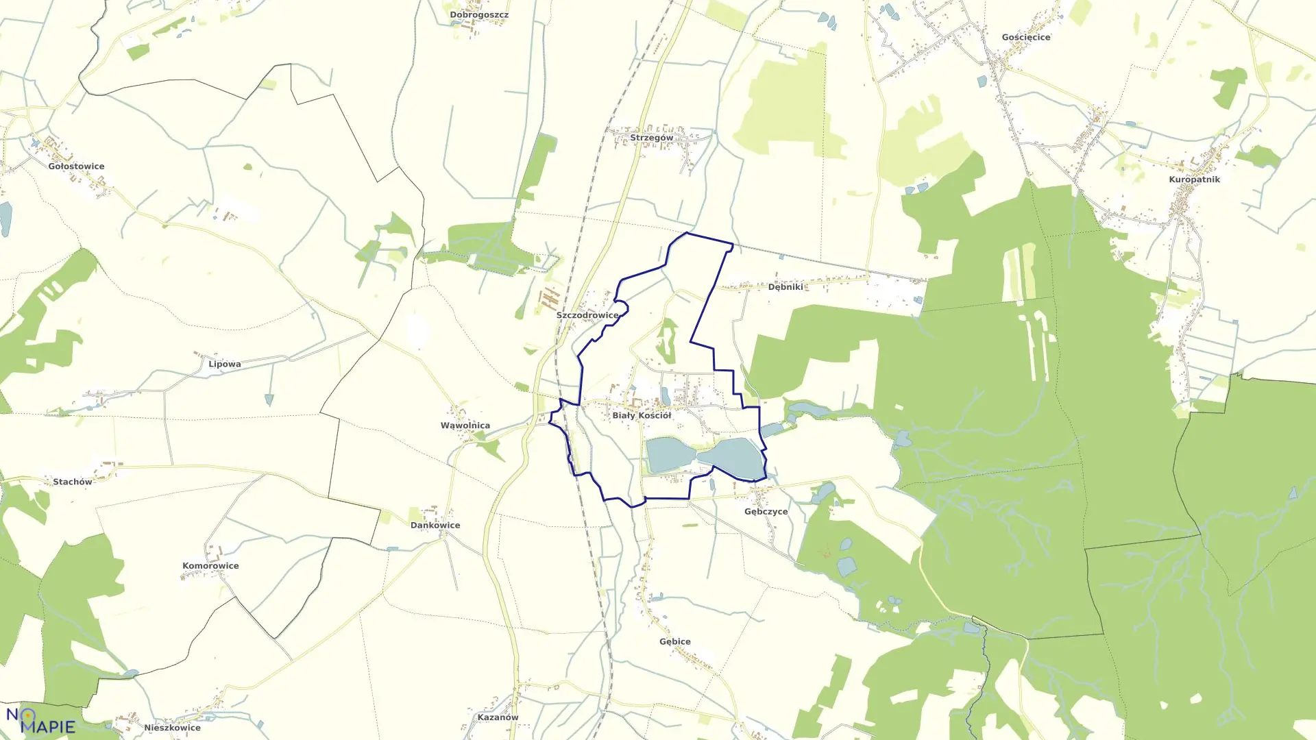 Mapa obrębu BIAŁY KOŚCIÓŁ w gminie Strzelin
