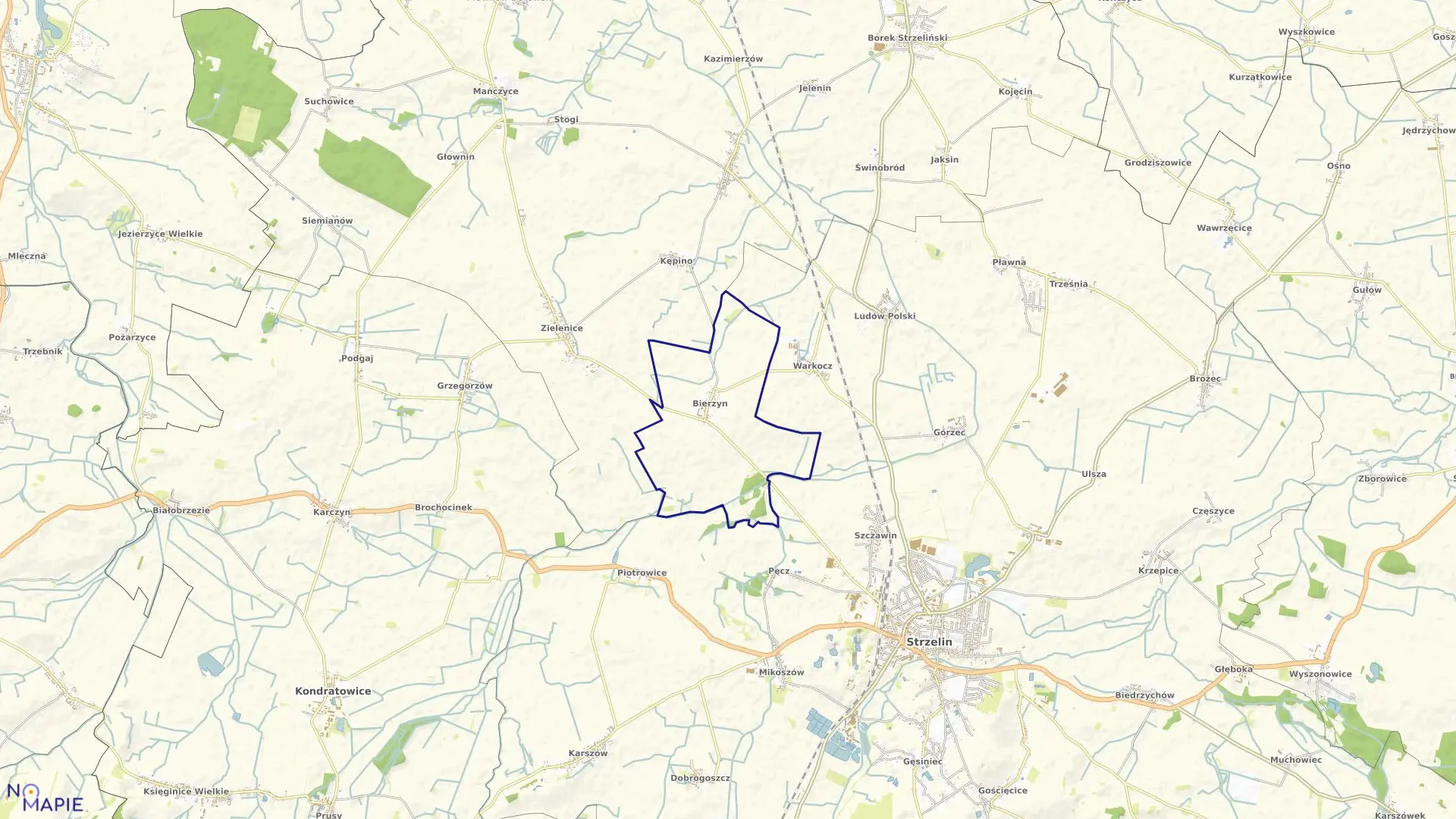 Mapa obrębu BIERZYN w gminie Strzelin