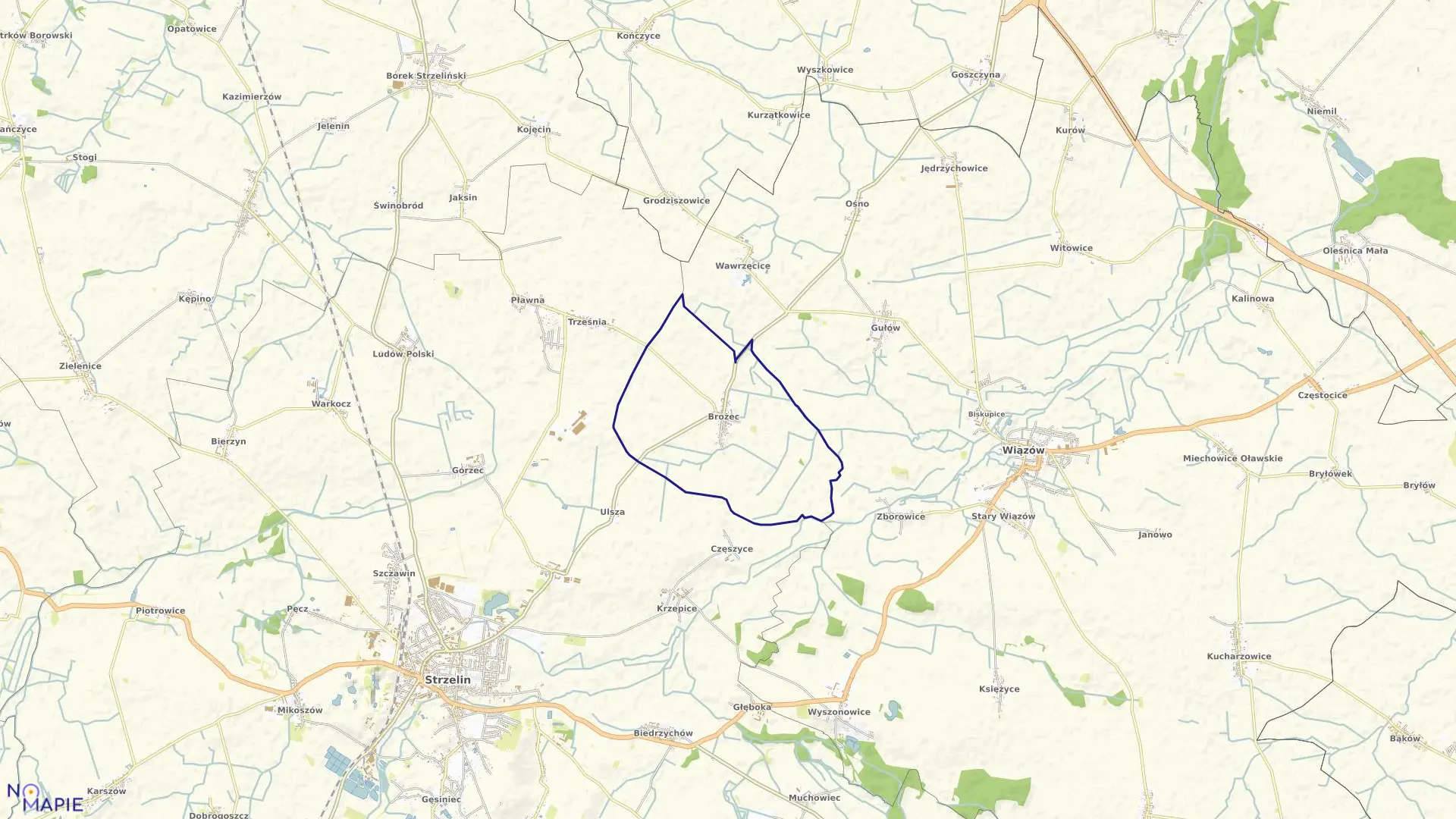 Mapa obrębu BROŻEC w gminie Strzelin