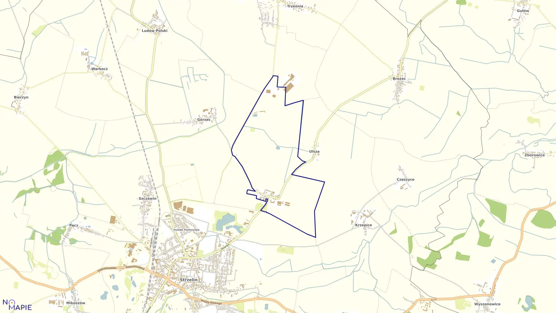 Mapa obrębu CHOCIWEL w gminie Strzelin