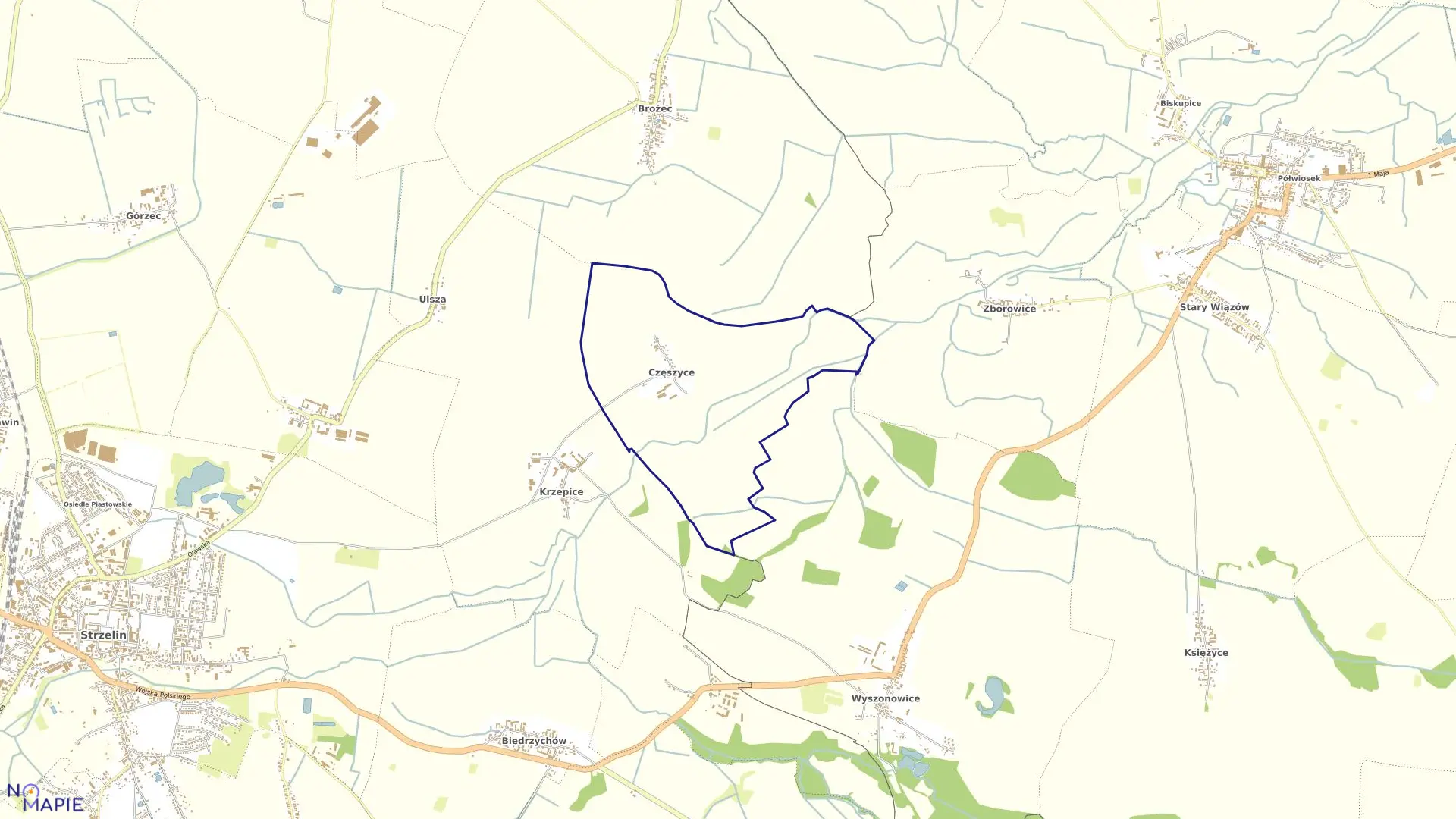 Mapa obrębu CZĘSZYCE w gminie Strzelin