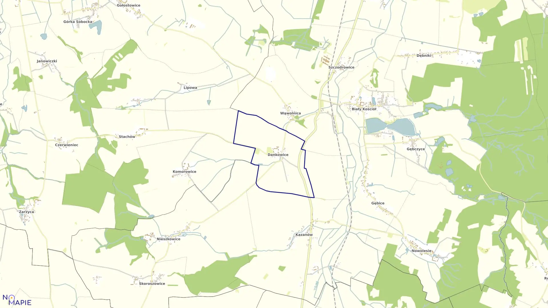 Mapa obrębu DANKOWICE w gminie Strzelin