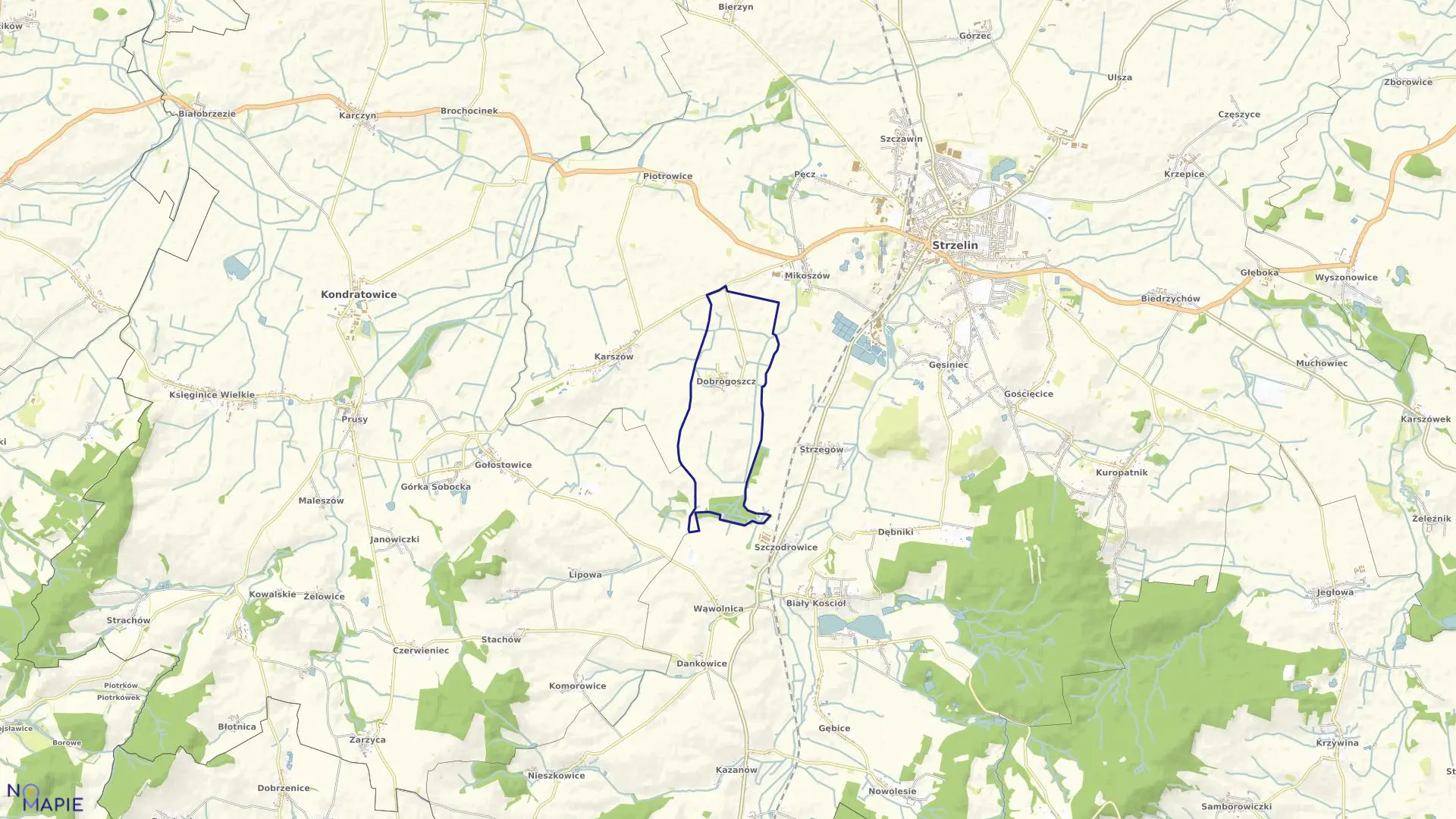 Mapa obrębu DOBROGOSZCZ w gminie Strzelin