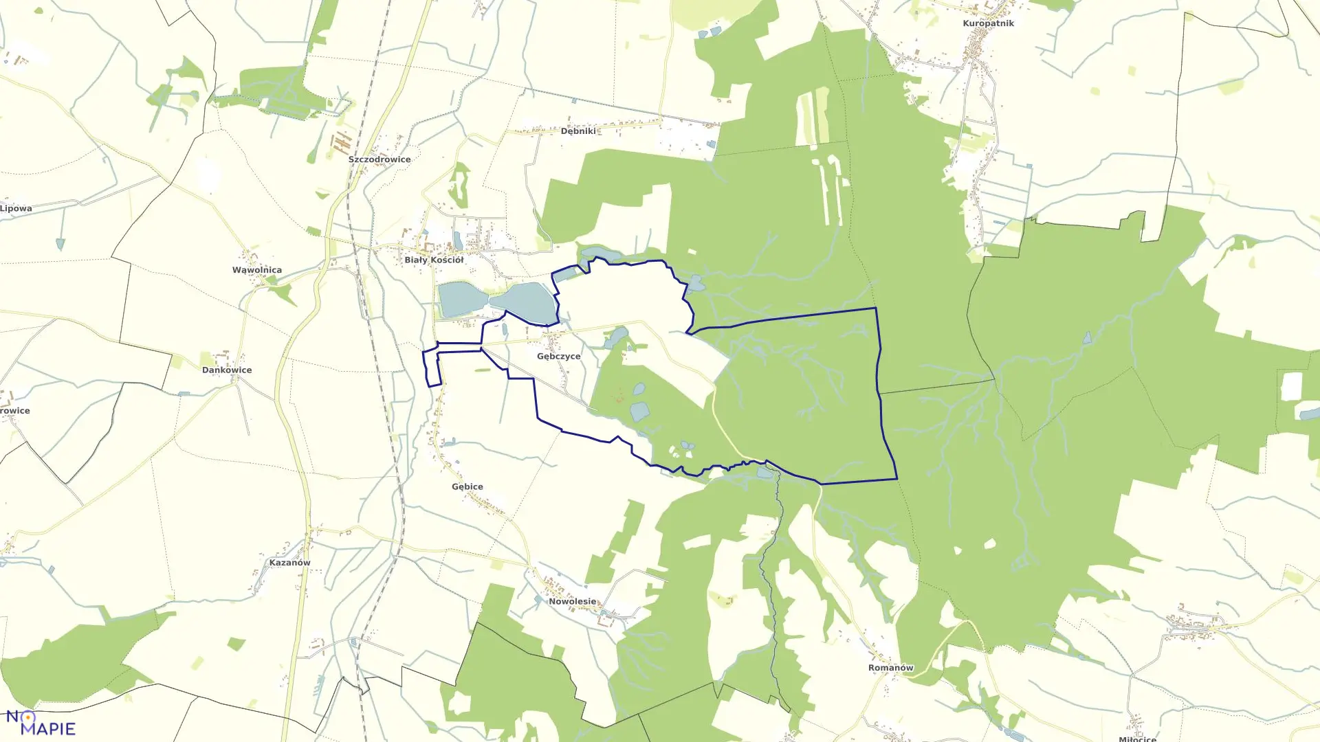 Mapa obrębu GĘBCZYCE w gminie Strzelin