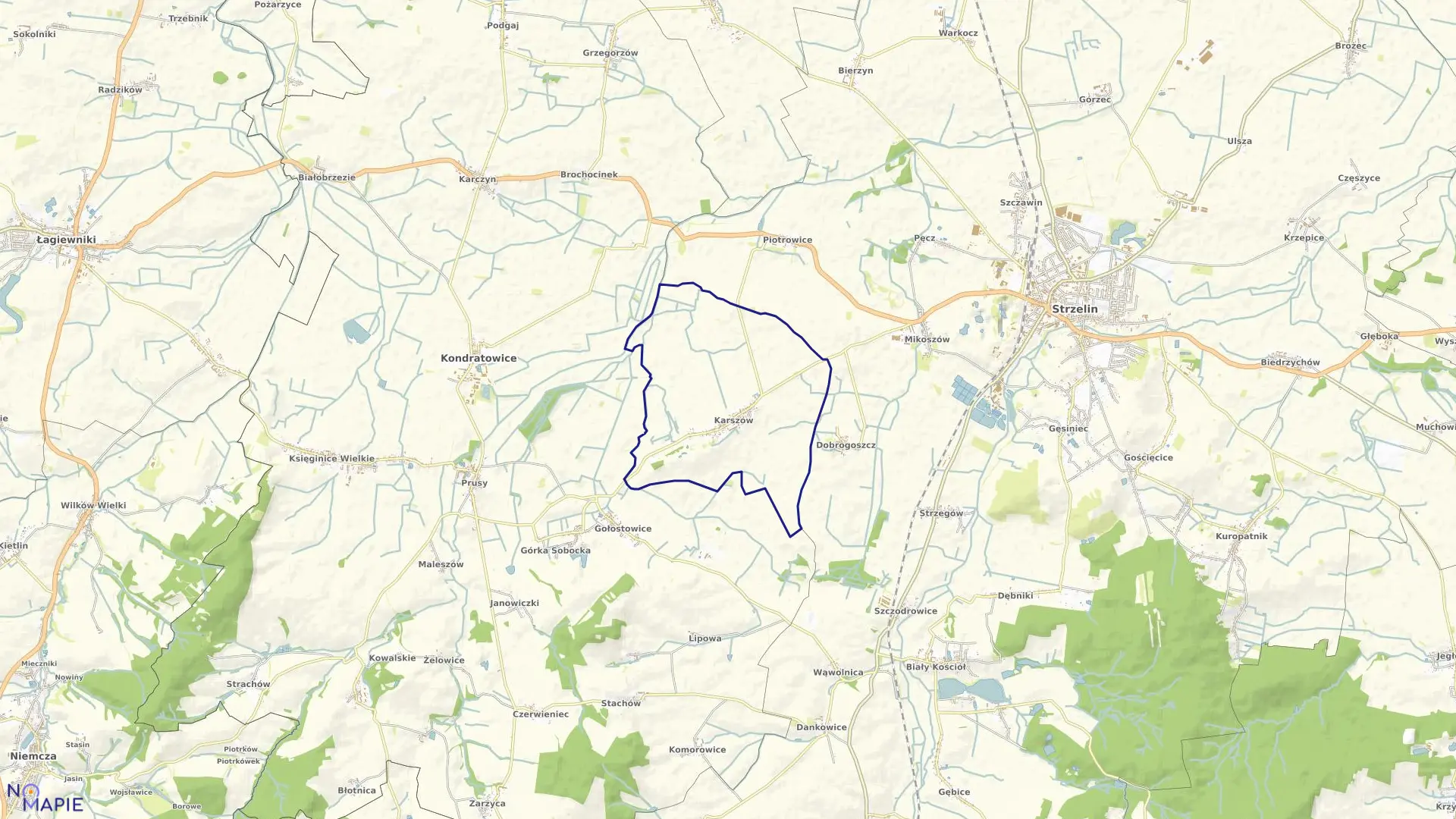 Mapa obrębu KARSZÓW w gminie Strzelin