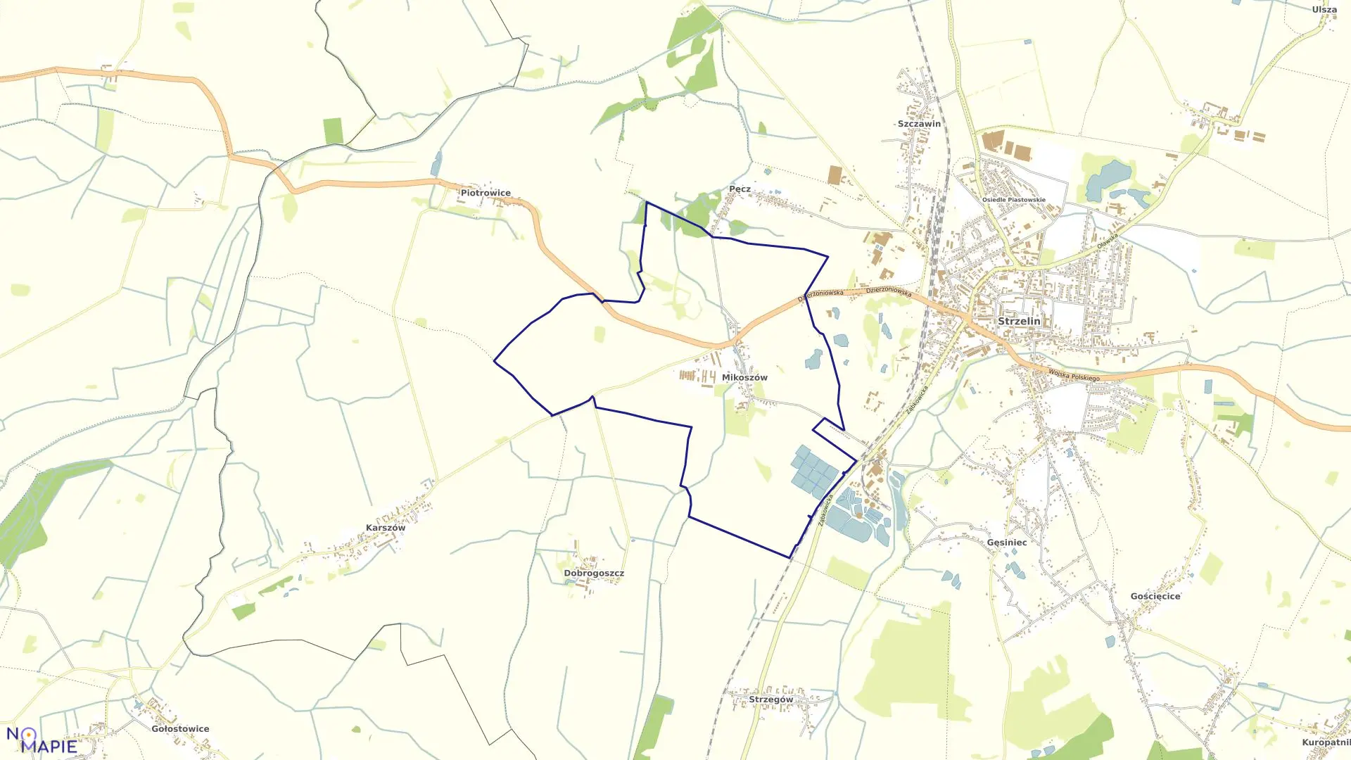 Mapa obrębu MIKOSZÓW w gminie Strzelin