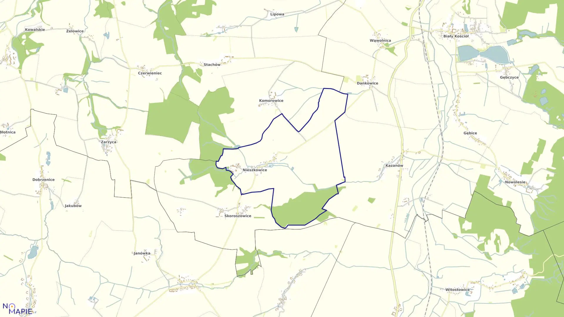 Mapa obrębu NIESZKOWICE w gminie Strzelin