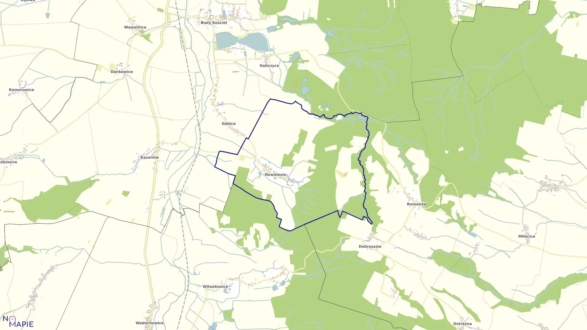 Mapa obrębu NOWOLESIE w gminie Strzelin